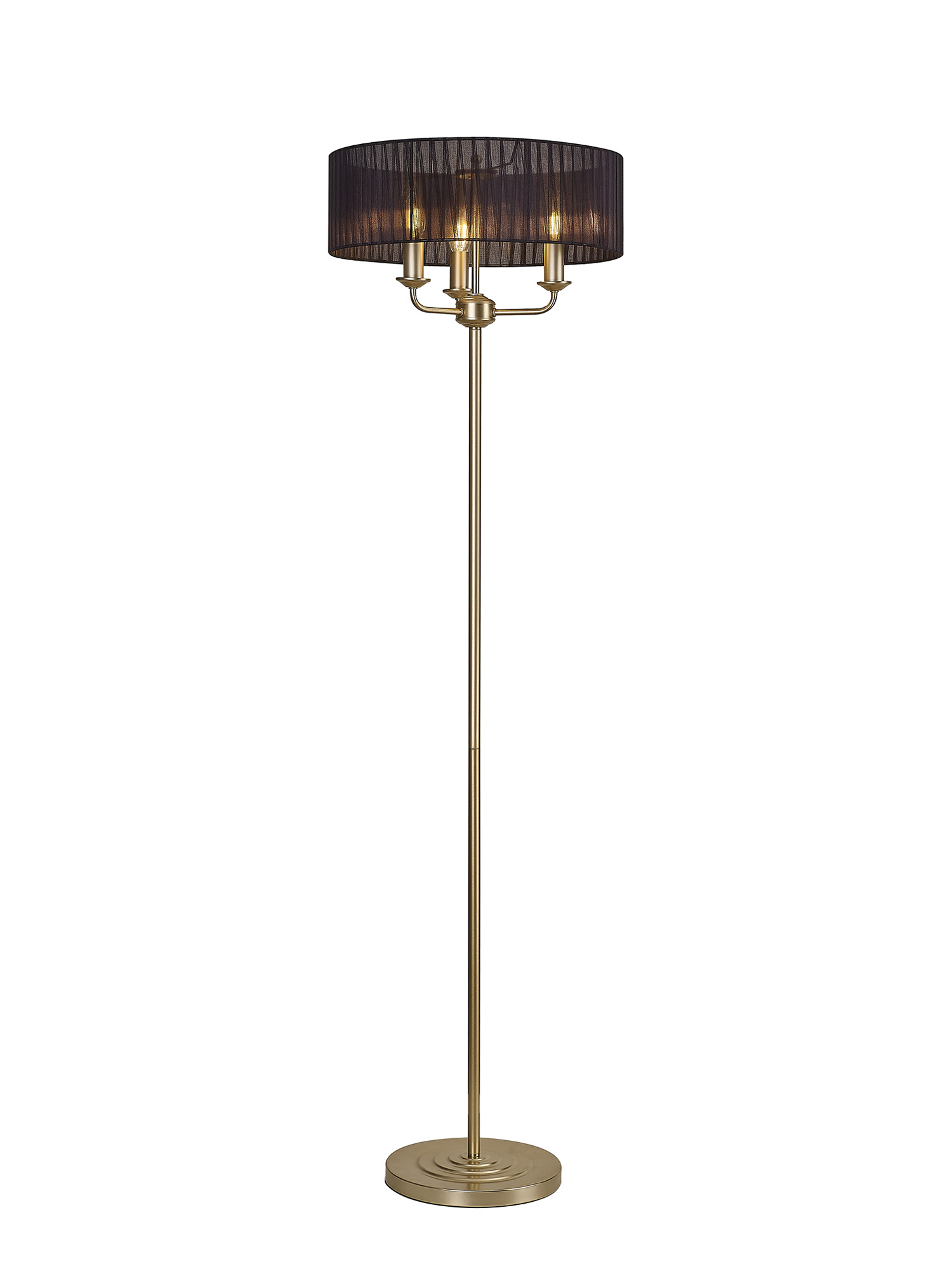 DK0994  Banyan 45cm 3 Light Floor Lamp Champagne Gold, Black